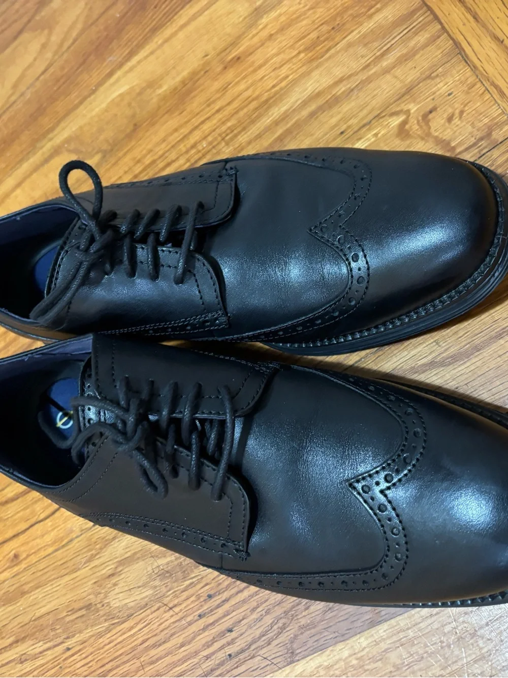 Cole Haan Black Leather Wingtip Oxford Derby Shoes